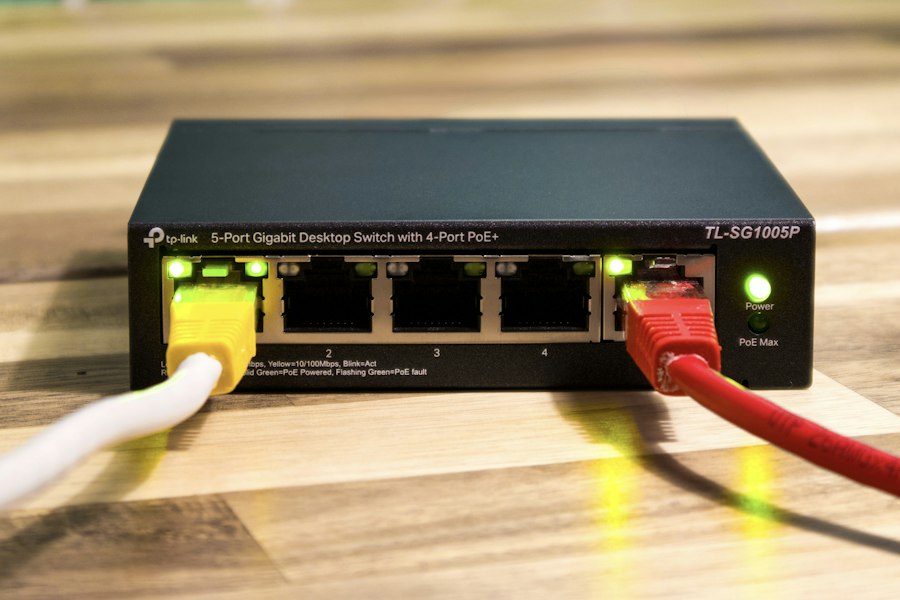 Example of network switch and visible ports